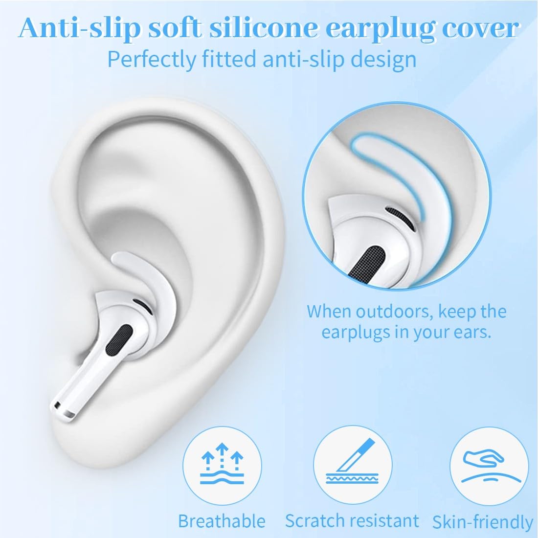 JEYORZY 3 Paia Ganci per Airpods Pro 2, Ganci Orecchie Compatibili con AirPods Pro2, Ganci Anti-Smarrimento per AirPods, Supporto Sport Ergonomici in TPU per Attività Sportive, Corsa, Ciclismo