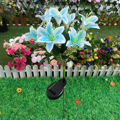Luces solares de jardín con estaca y flores artificiales de 7 cabezas 3
