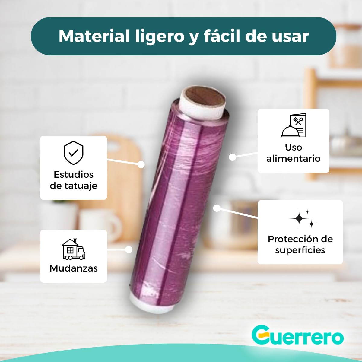 Papel Film Transparente alimentario Industrial - Rollos de Plastico Profesional para Cocina, Industria o Film Tattoo - Pack 3 Bobinas de 30x300 metros Resistente (3 Rollos)