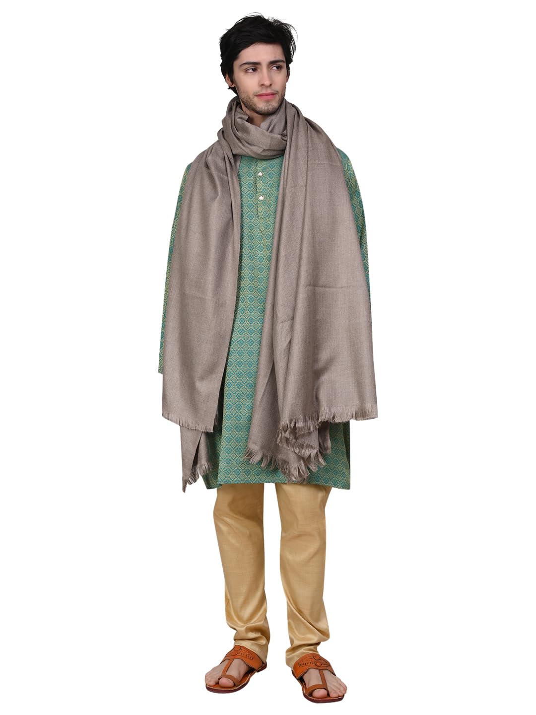 Mens Warm Woollen Pashmina Shawls Meditation Dushala Lohi Soft Comfortable Stole Solid Color Best Gifts-image-22