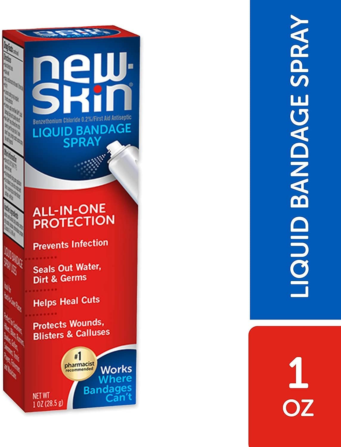 New-Skin Liquid Bandage, Waterproof Bandage for Scrapes and Minor Cuts, 1 fl oz + New-Skin Liquid Bandage Spray, Waterproof Bandage 1 Ounce (Pack of 1) : Health & Household