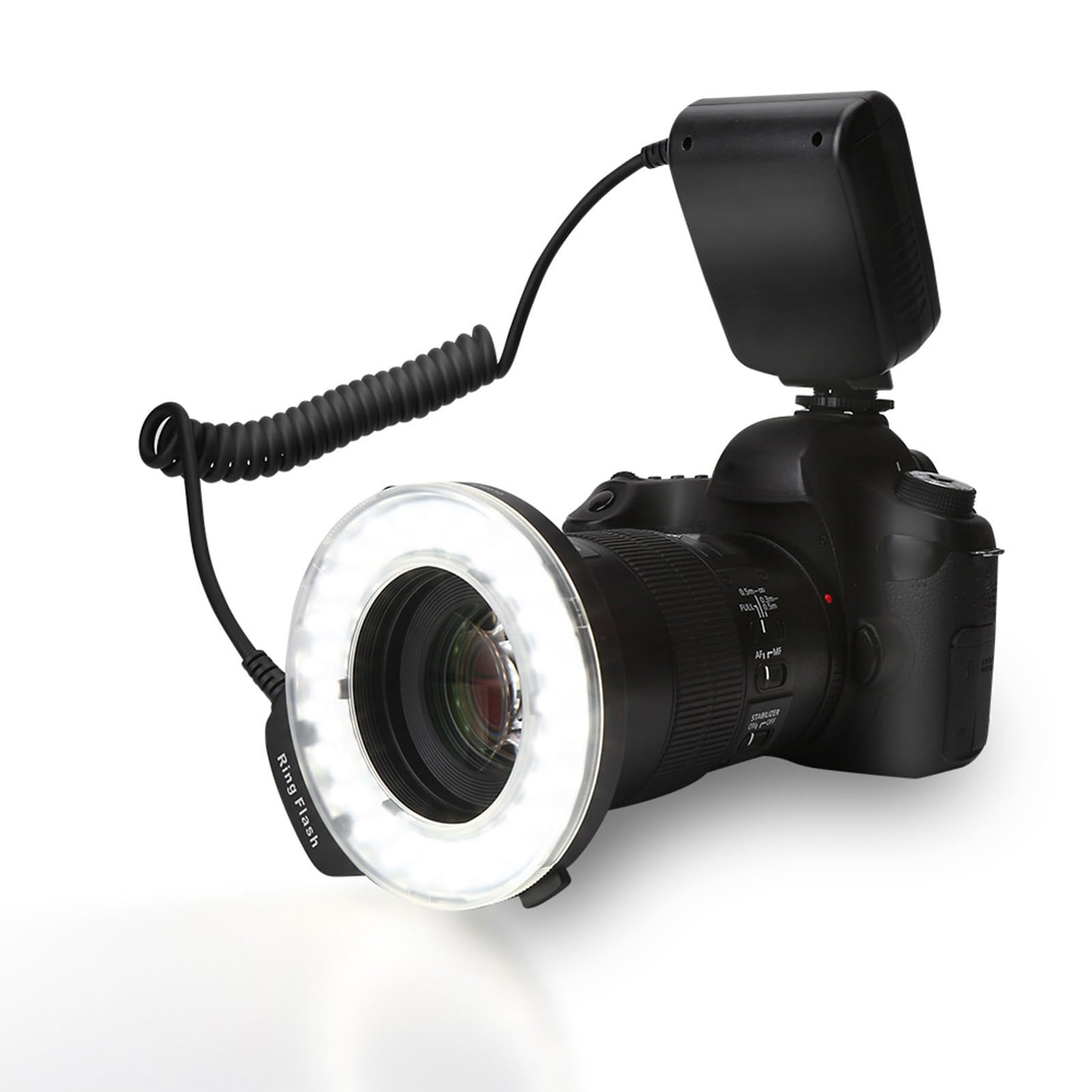 Kit de Flash annulaire Portable 48 LED avec 9 Anneaux adaptateurs 3 diffuseurs de Couleurs pour Appareil Photo Fuji SLR Macro Photographie Prise de Vue vidéo