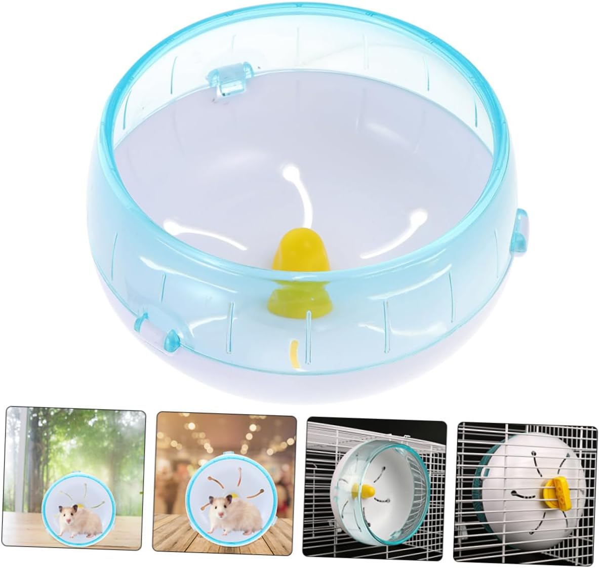 Happyyami Silent Running Wheel for Hamster and Guinea Pig, Blue 21cm Exercise Wheel for Small Animals, Chinchilla and Hedgehog Pet Supply