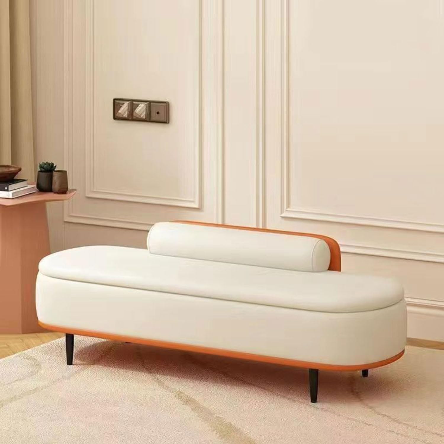 GHFXSCV Leather Upholstered Storage Bench MultiFunctional Bedside Seat Shoe Change Ottoman Stylish Footrest for Entryway Cozy Sofa Storage Solution SpaceSaving Organizer