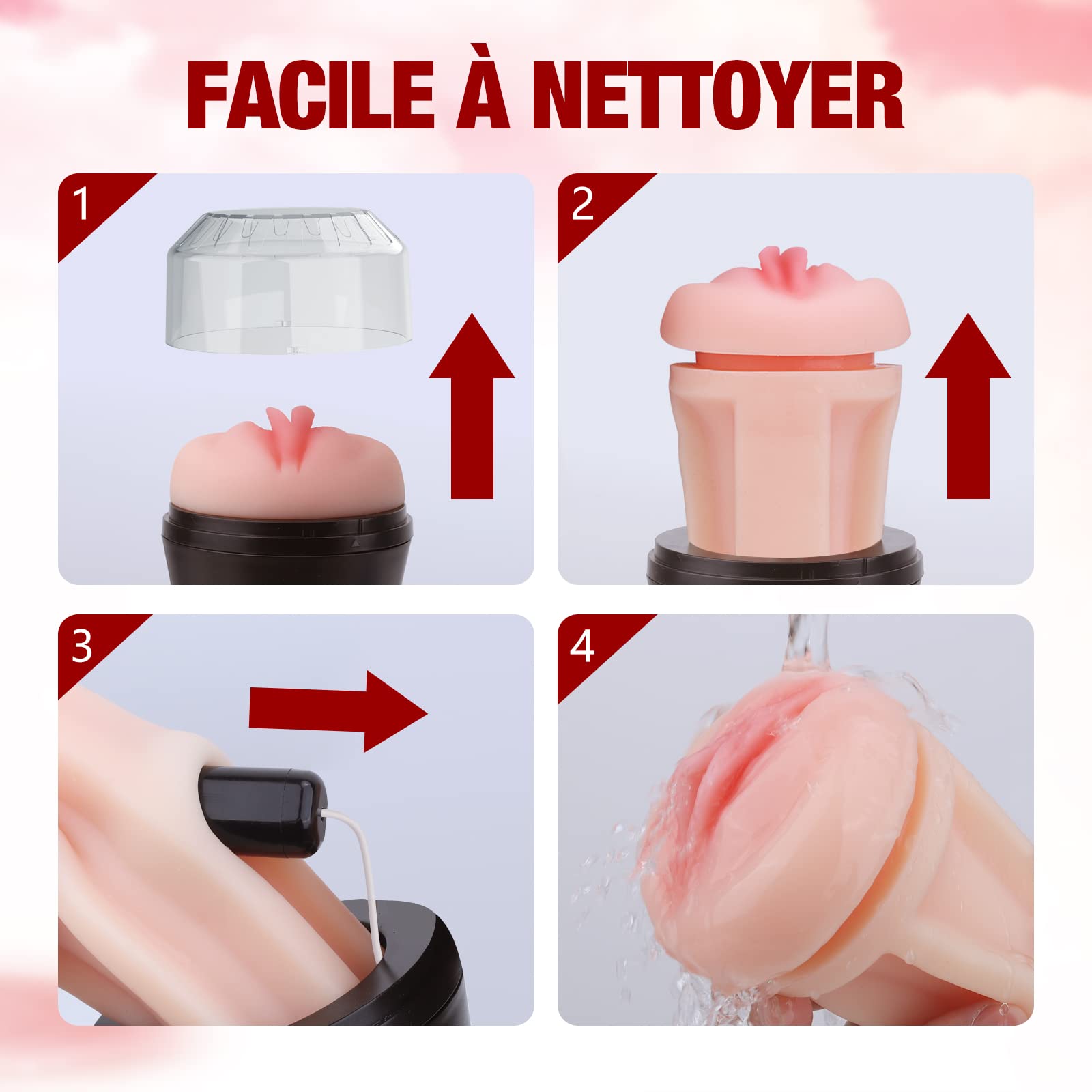 Masturbateurs Masculins - Mastubateurs Réalistes avec Vibrant Jouet Sexuelle, Manuels Masturbeuse avec 3D Texturée pour Hommes Solo Play Sex toys avec profondeur de 7,5"