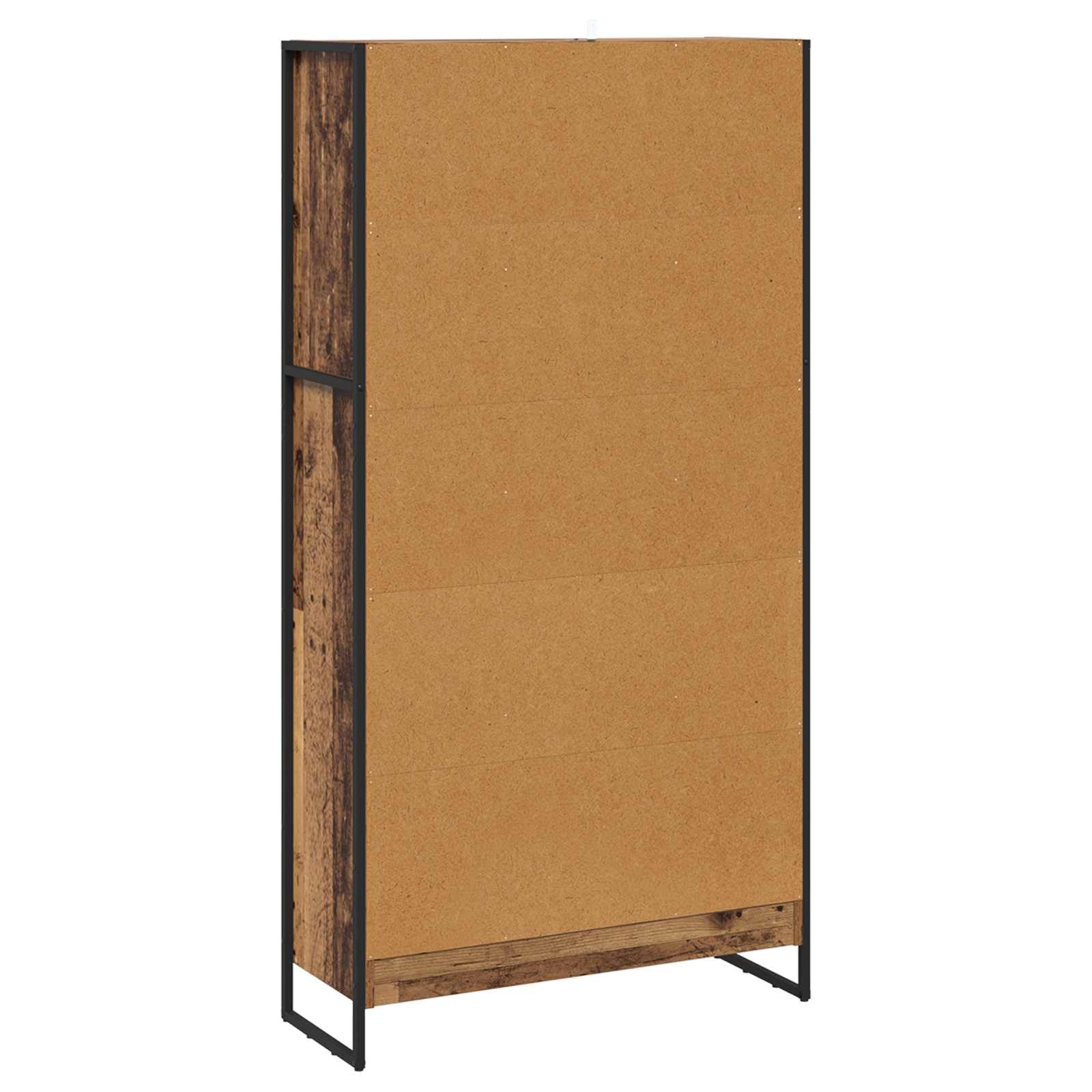 Regał na książki, 2-częściowy zestaw o wyglądzie starego drewna, 80 x 30 x 155 cm, materiał drewnopochodny ze stalowymi nogami, przemysłowy regał stojący do salonu i biura, trwałe