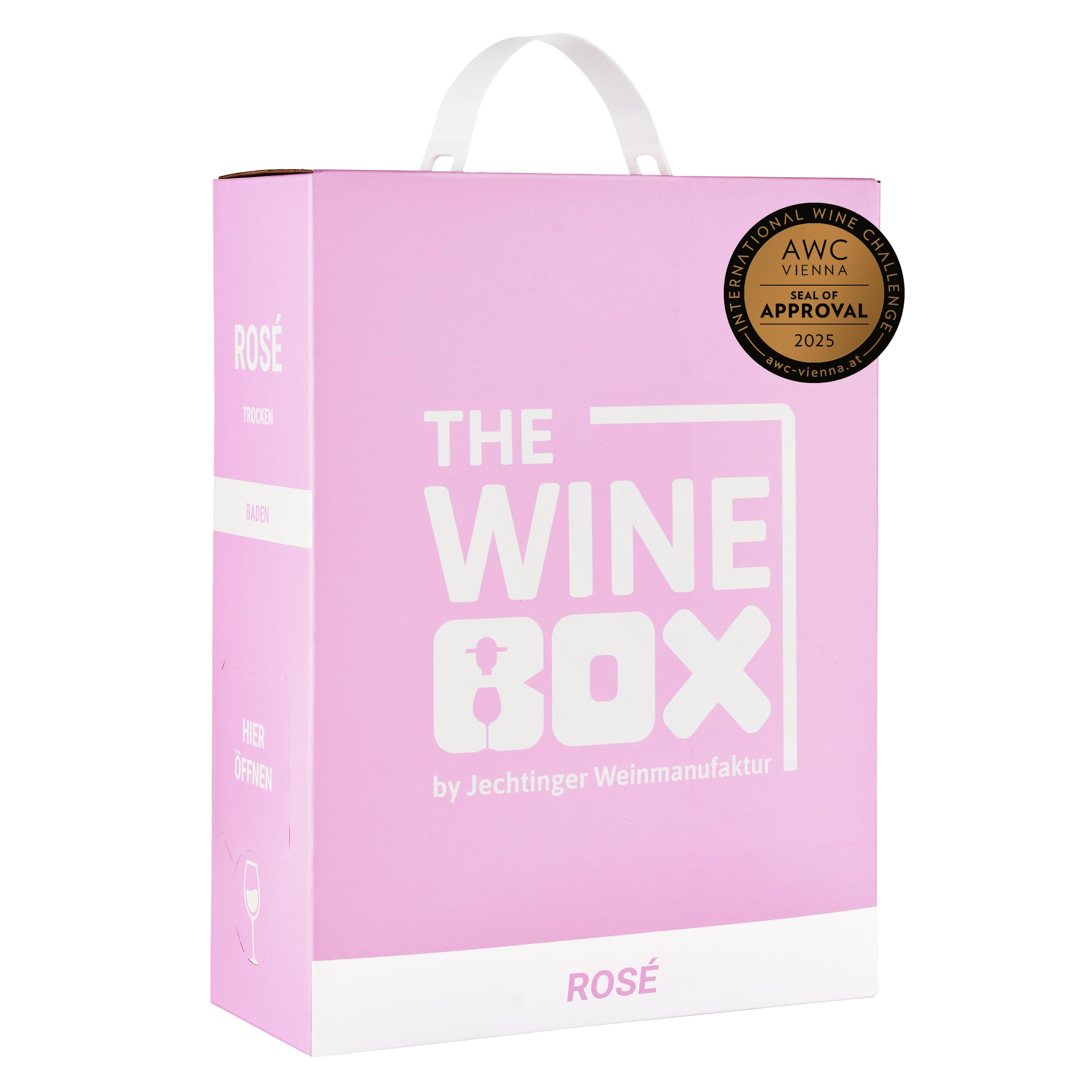 The Wine Box Rosé trocken – Wein Box Jechtinger Roséwein vom Kaiserstuhl mit zarten Aromen von Erdbeere & Himbeere, fruchtig-frisch (1 x 3,0 l Bag-in-Box)