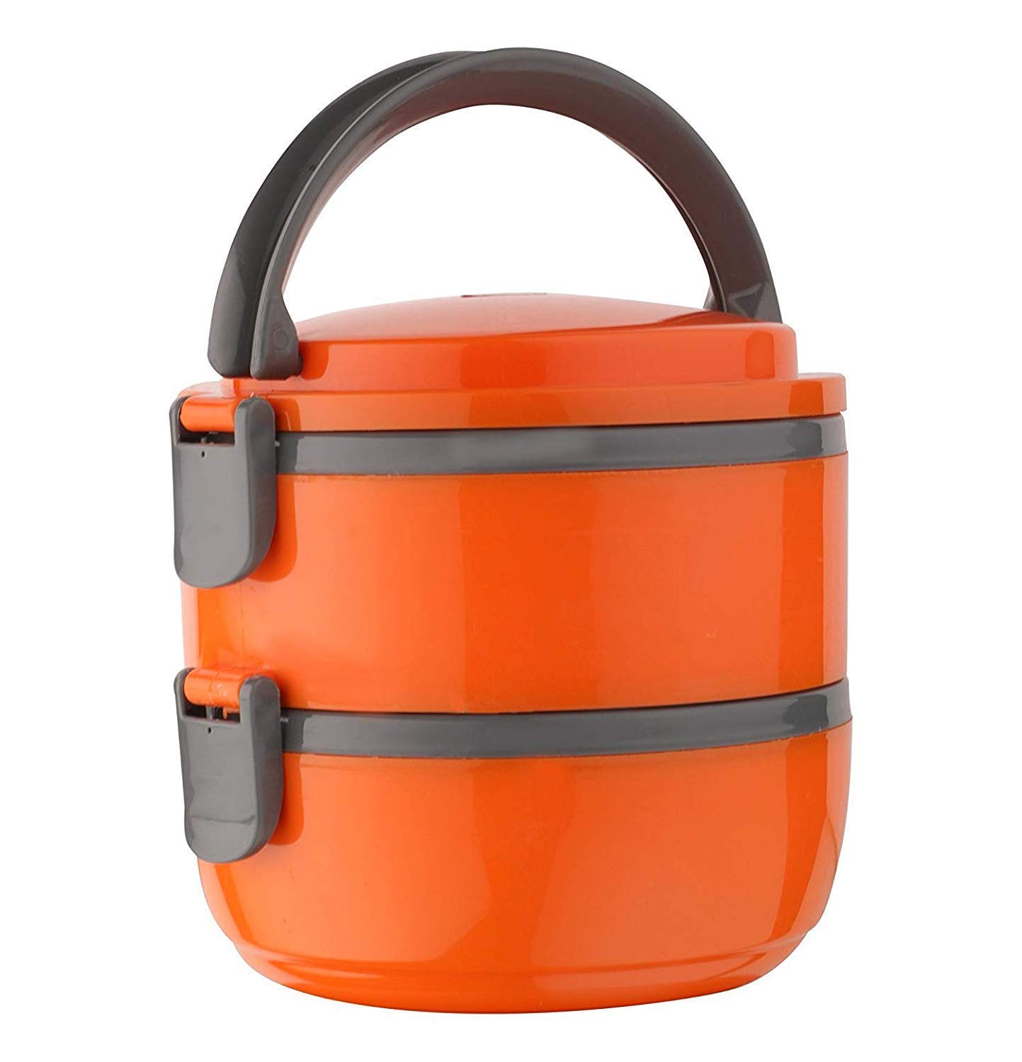 SHOPTOSHOP Hot Single Thermal Insulated Stainless Steel Lunch Box with Folding Handle Set of 2
