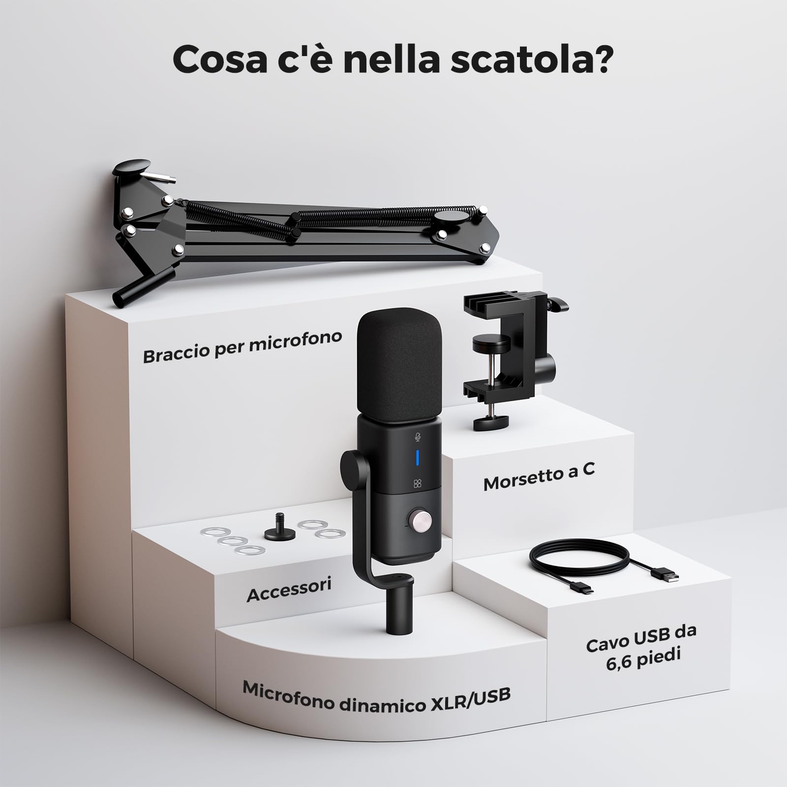 NearStream AM20X Microfono USB/XLR a Condensatore Supercardioide, Compatibile con Mac, PC, PS4/PS5, Audio Mixer, Interfaccia Audio, con Mute, Guadagno Audio, Riduzione del Rumore e Monitoraggio Audio