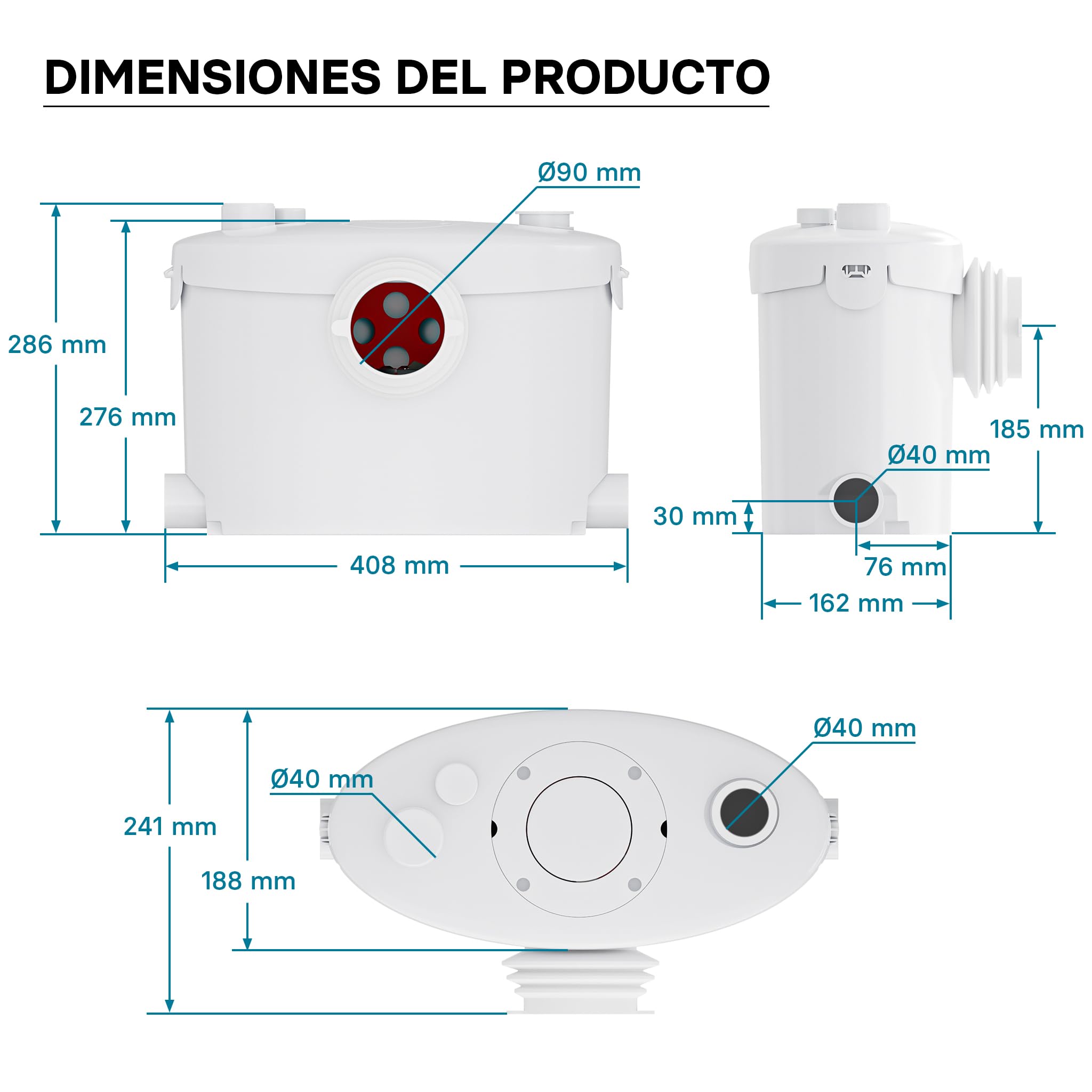 XPOtool 4/1 Triturador sanitario 400W Equipo elevador aguas residuales