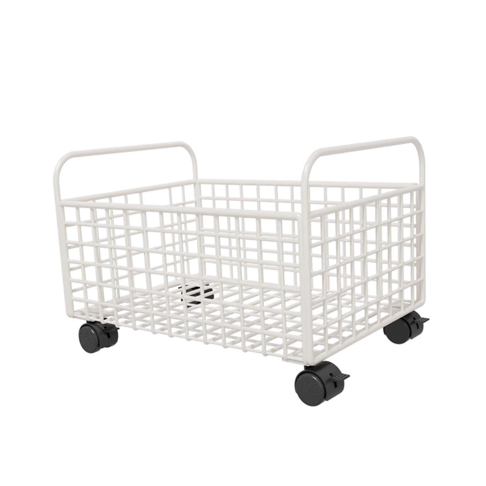 Oshhni Carrito utilitario con Ruedas, contenedor de Almacenamiento de Malla metálica, Organizador de Archivos Debajo del Escritorio con Ruedas para, Blanco, 25 Cm X 38 Cm X 26