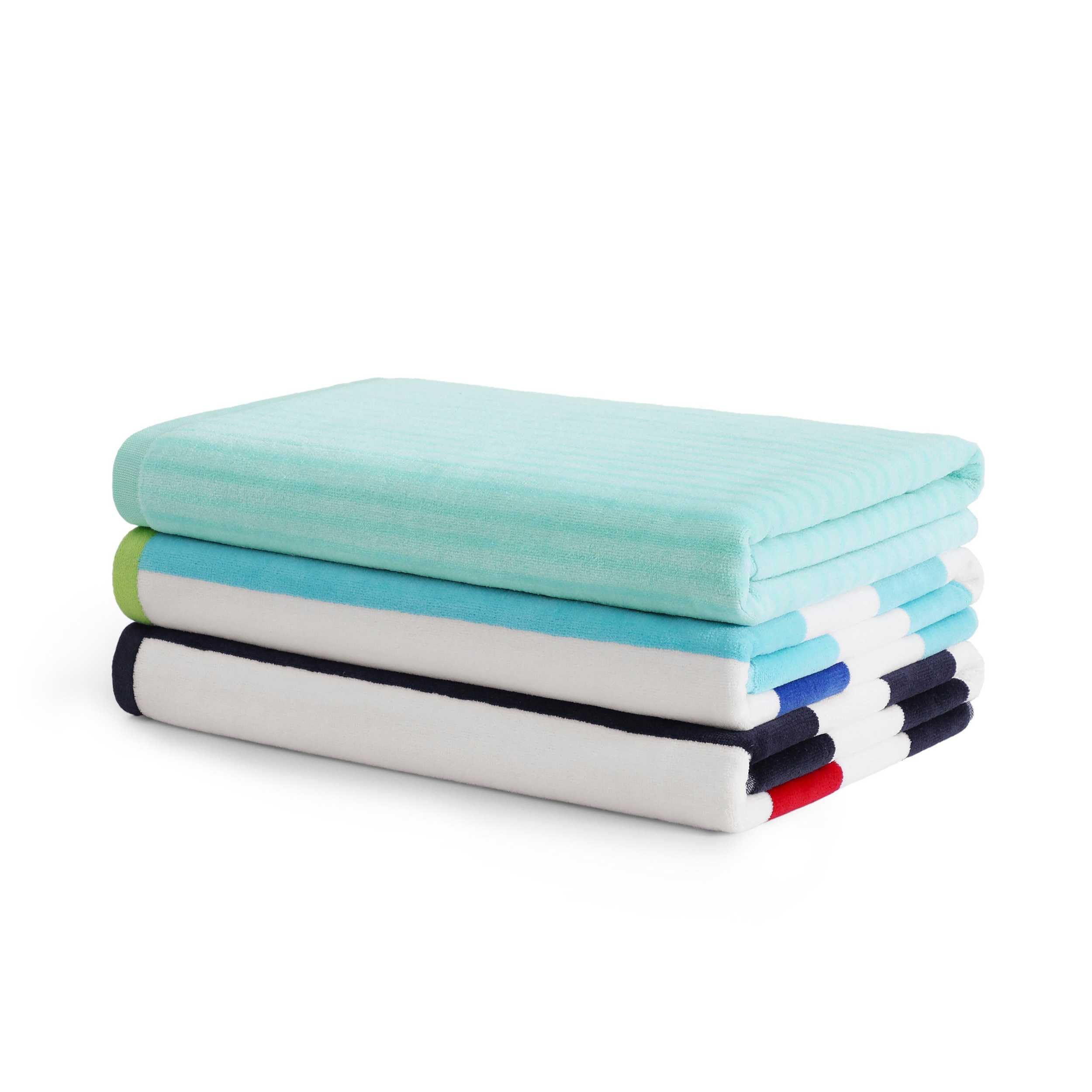 Tommy Bahama Strandtücher, übergroß, garngefärbtes Baumwoll-Velours-Handtuch, weich und saugfähig, Küstenstreifen, Pool- und Strandtuch, Marineblau/Rot, 2 Stück