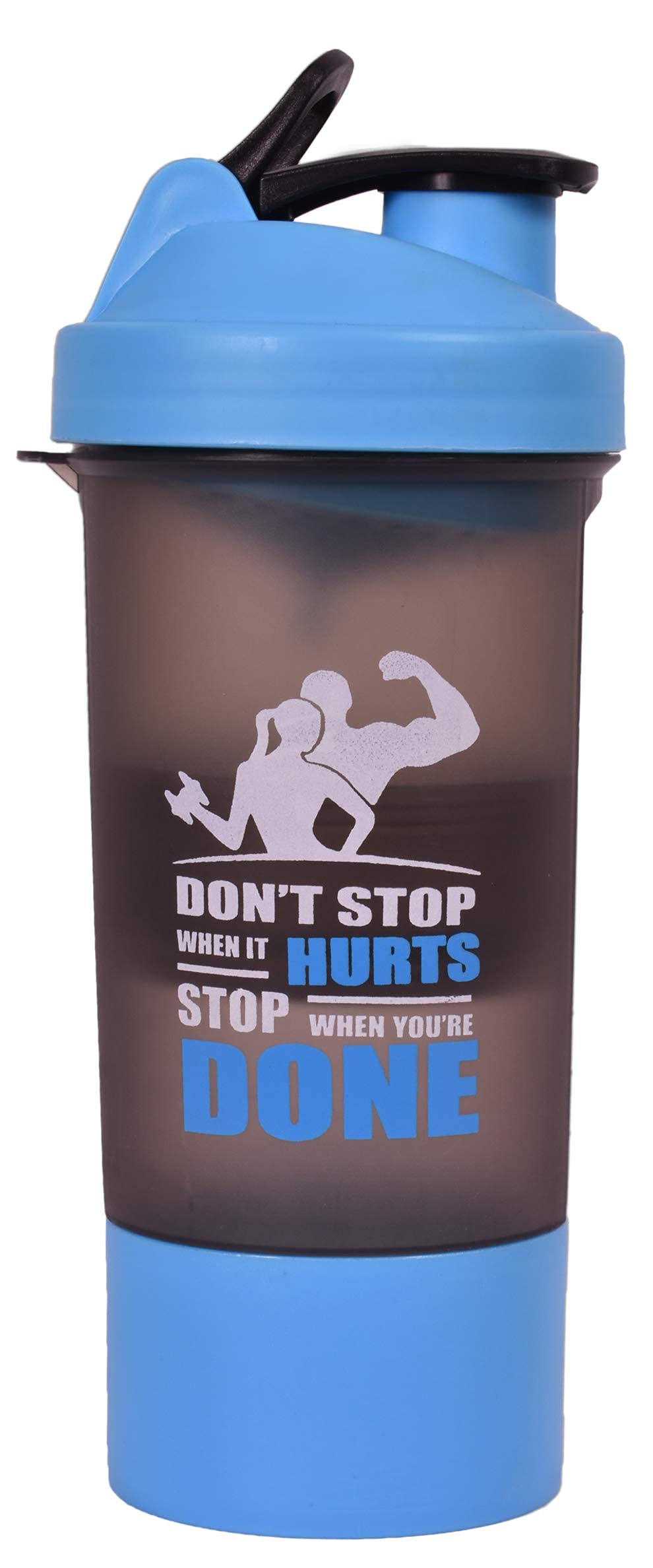 SKi Homeware Gym Shaker | 700ml | Protein Blender Bottle with 2 removable/detachable Storage Compartments to carry protein powder or a quick snack | Stainless Steel Blender Ball | Blue Colour-image-26