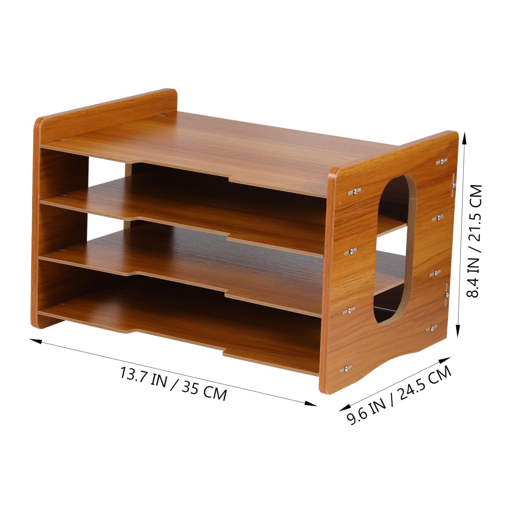 Organizador de Correo de Encimera 4 Capas Diseño Vertical para Oficina y Hogar, Clasificador de Papel de Madera para Documentos, Facturas y Revistas