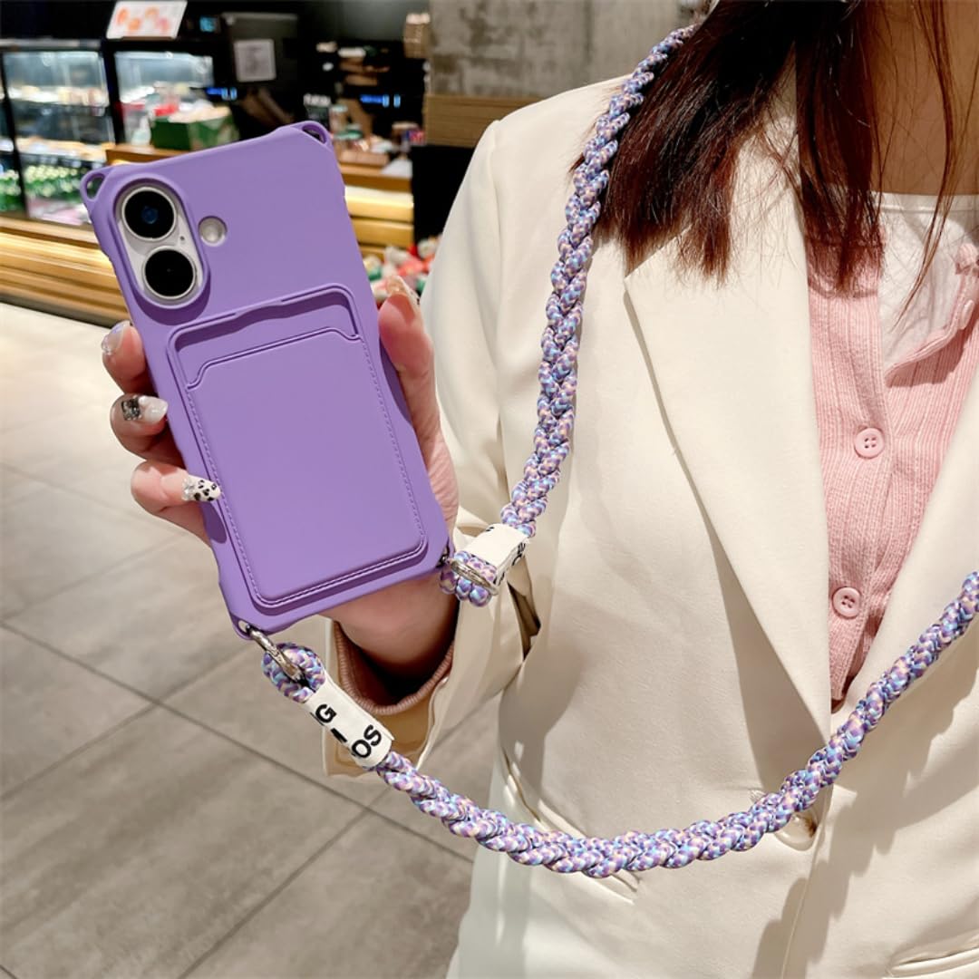 Do iPhone'a 14 Pro, naszyjnika typu crossbody, smyczy, etui na telefon, silikonowej, miękkiej TPU, tylnej obudowy (do iPhone'a 14 Pro/różowej)