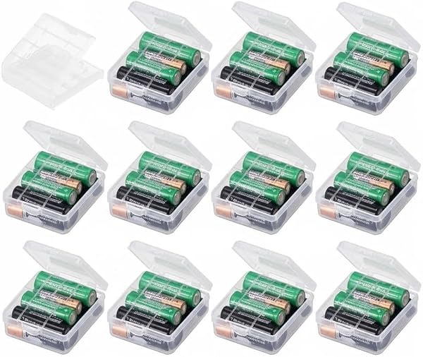 AA/AAA Battery Storage Cases – 9 PCS Hard Plastic Battery Storage Boxes for AA & AAA Cells, Rechargeable Batteries, Clear Battery Holders (Hyaline)