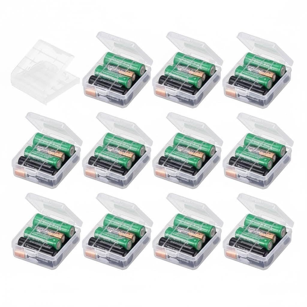AA/AAA Battery Storage Cases – 9 PCS Hard Plastic Battery Storage Boxes for AA & AAA Cells, Rechargeable Batteries, Clear Battery Holders (Hyaline)