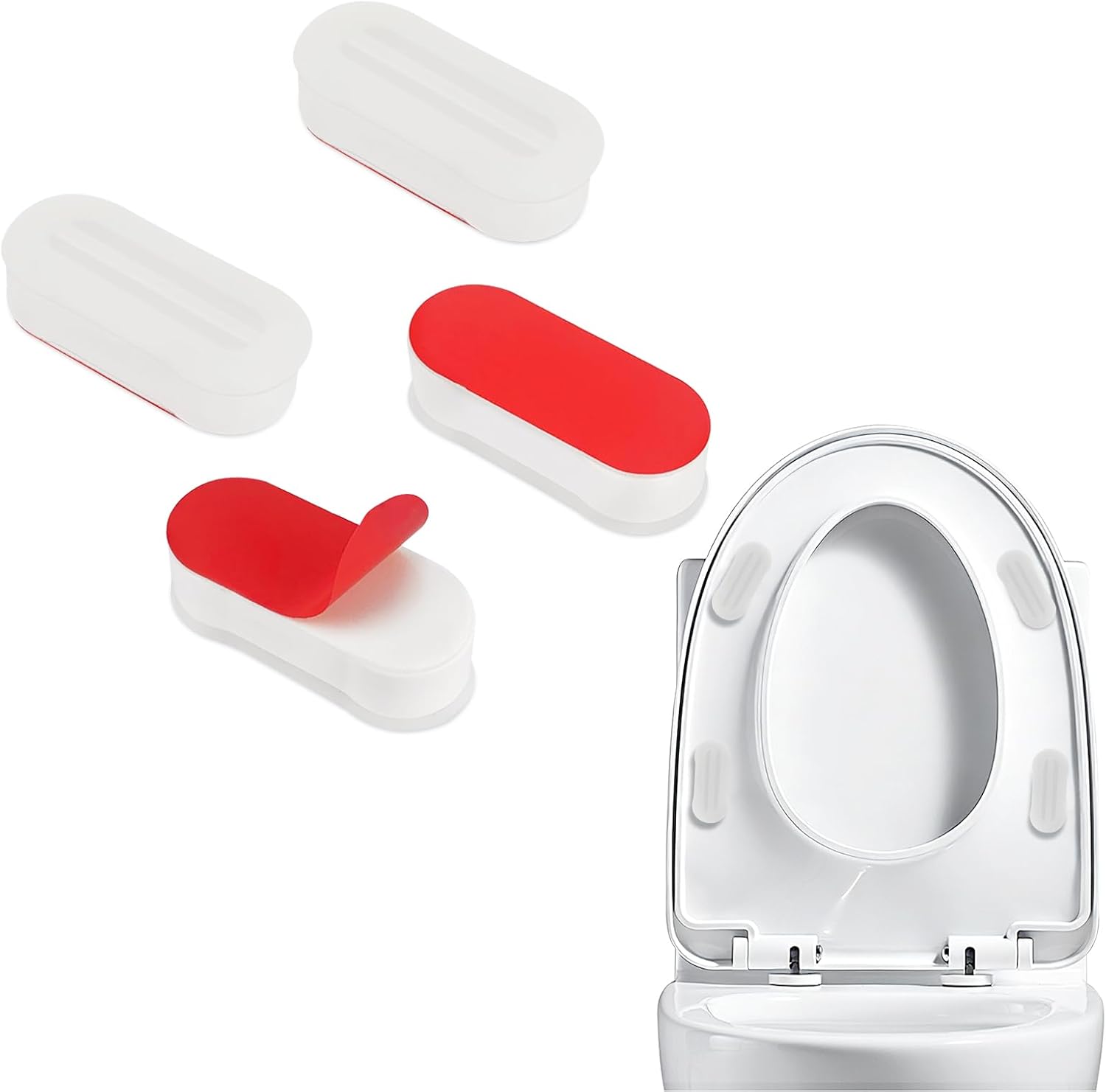 4Pcs Toilet Seat Bumpers for Bidet - Spacers with Strong Adhesive, Universal Fit for Most Toilet Seats, Ideal for Home and Hotel Bathroom Use