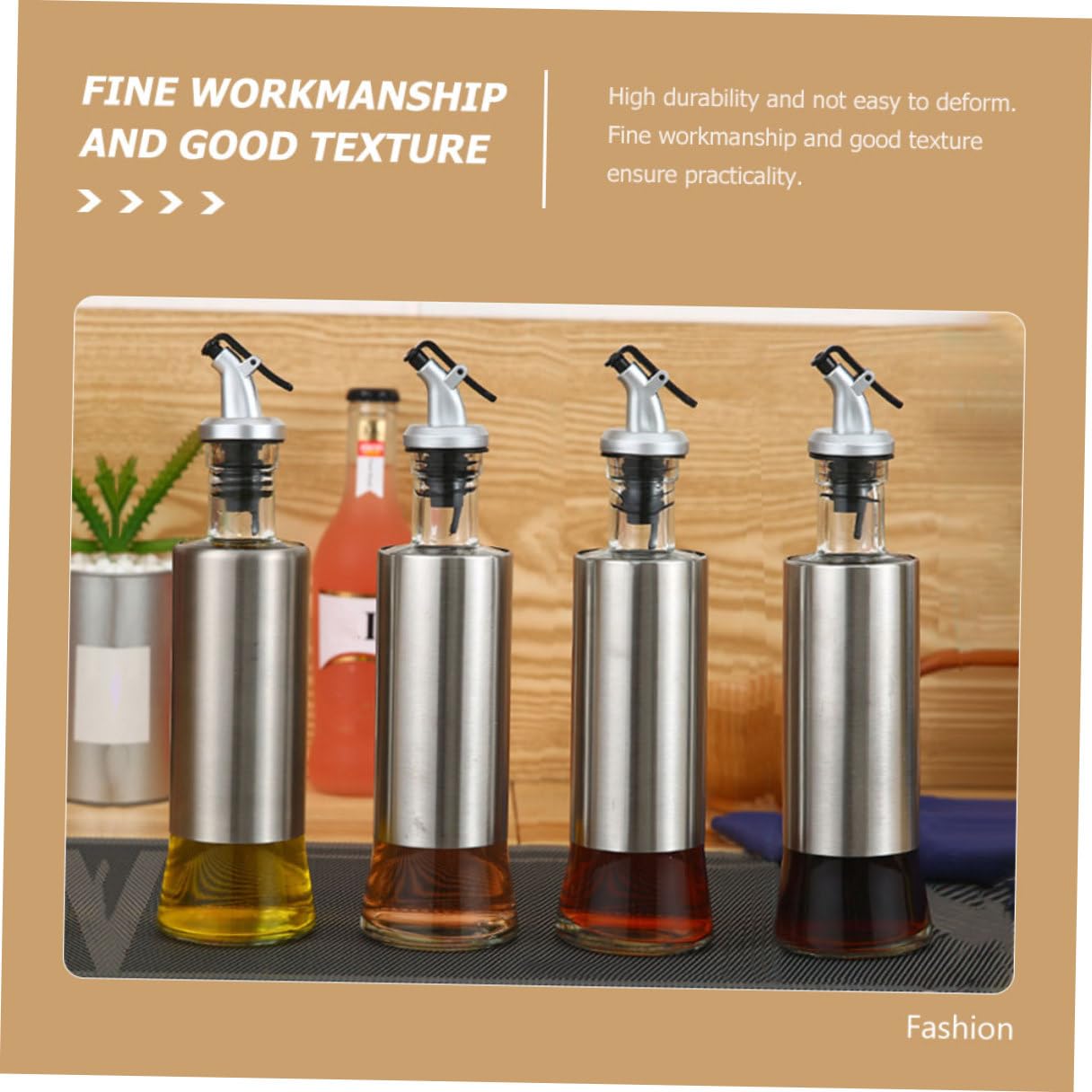 Botellas de Condimentos de Acero Inoxidable y Vidrio Dispensador de Aceite y Vinagre con Capacidad Diseño Ergonómico y Sellado Anti-goteo para Cocina y Barbacoa