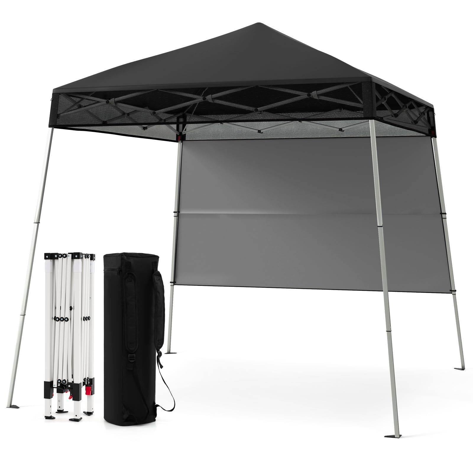 FANTASK Tonnelle Pop-up - Réglable en Hauteur - Imperméable et résistante à l'hiver - avec paroi latérale et Crochets de Sol - pour Jardin, fête - Noir