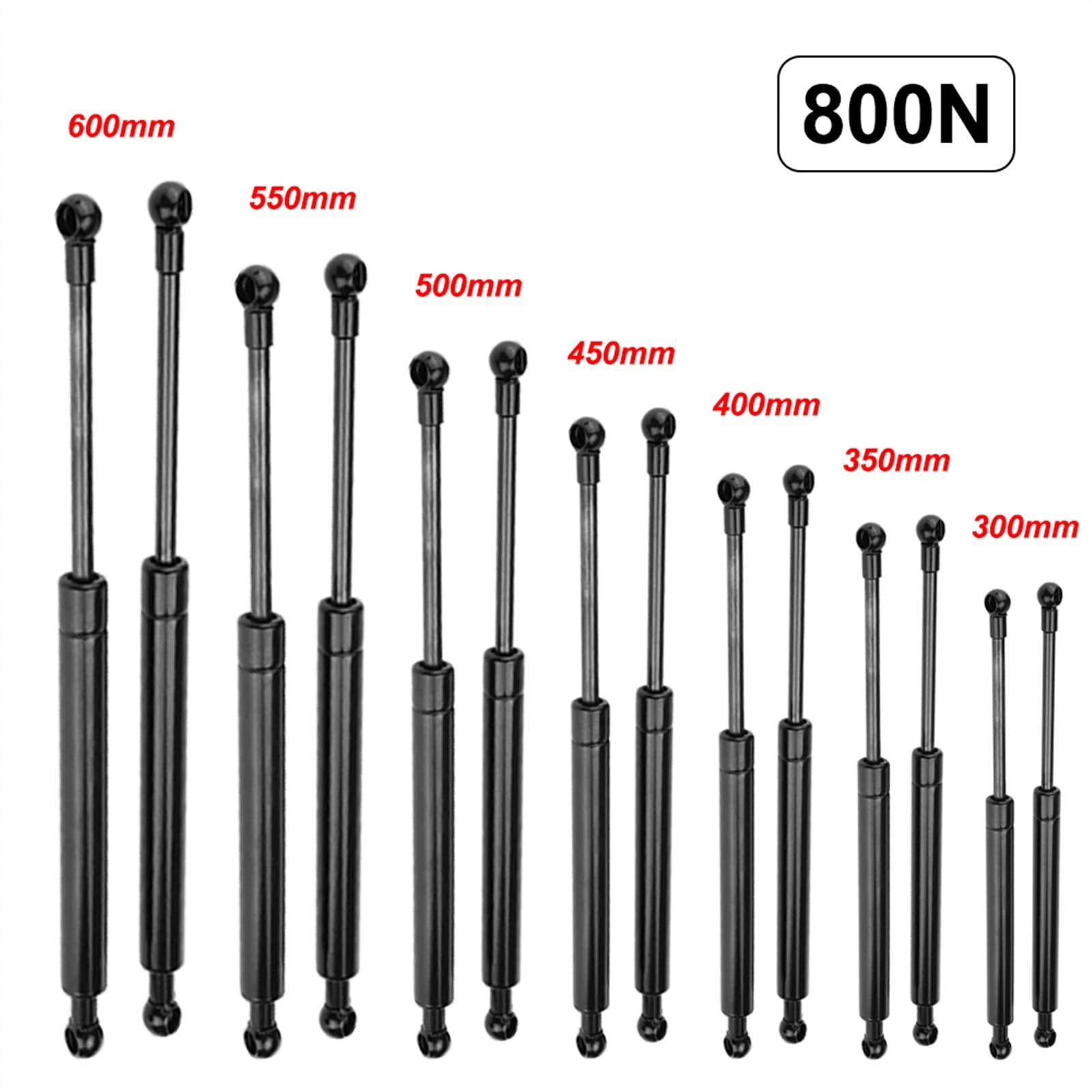 Vérin à Gaz Universel 150-230 Mm, 40 Kg - Pour Coffre Voiture, Capot, Portes, Meubles