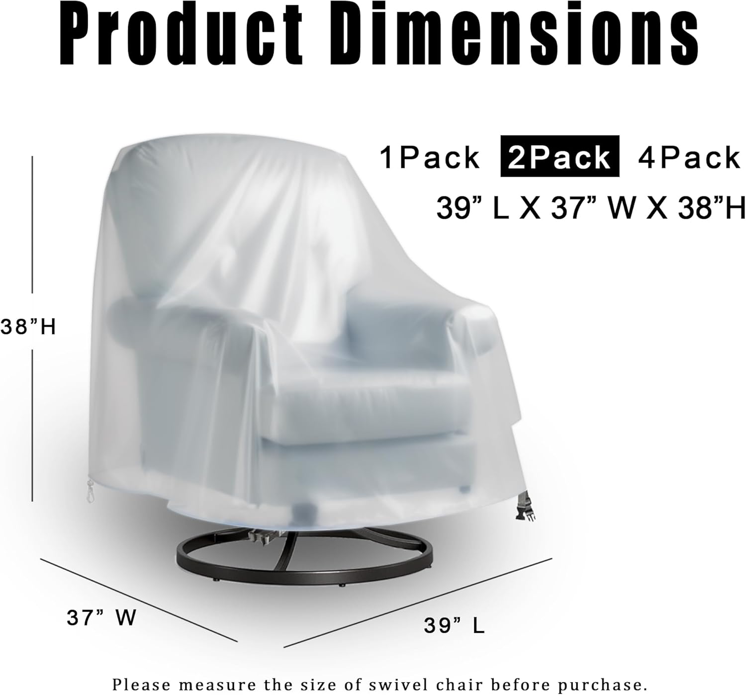 outdoor swivel lounge chair cover,waterproof outdoor chair covers,patio swivel chair covers for furniture (2pack-39" w x 37" d x 38" h)