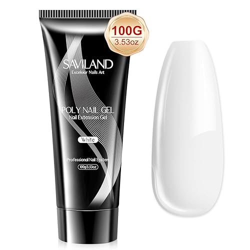 SAVILAND 100g Poly Gel White, Poly Gel Builder Nail Gel Hard Gel for Enhancement Nail Repair Nail Art French Manicure Starter Kit for Nail Salon