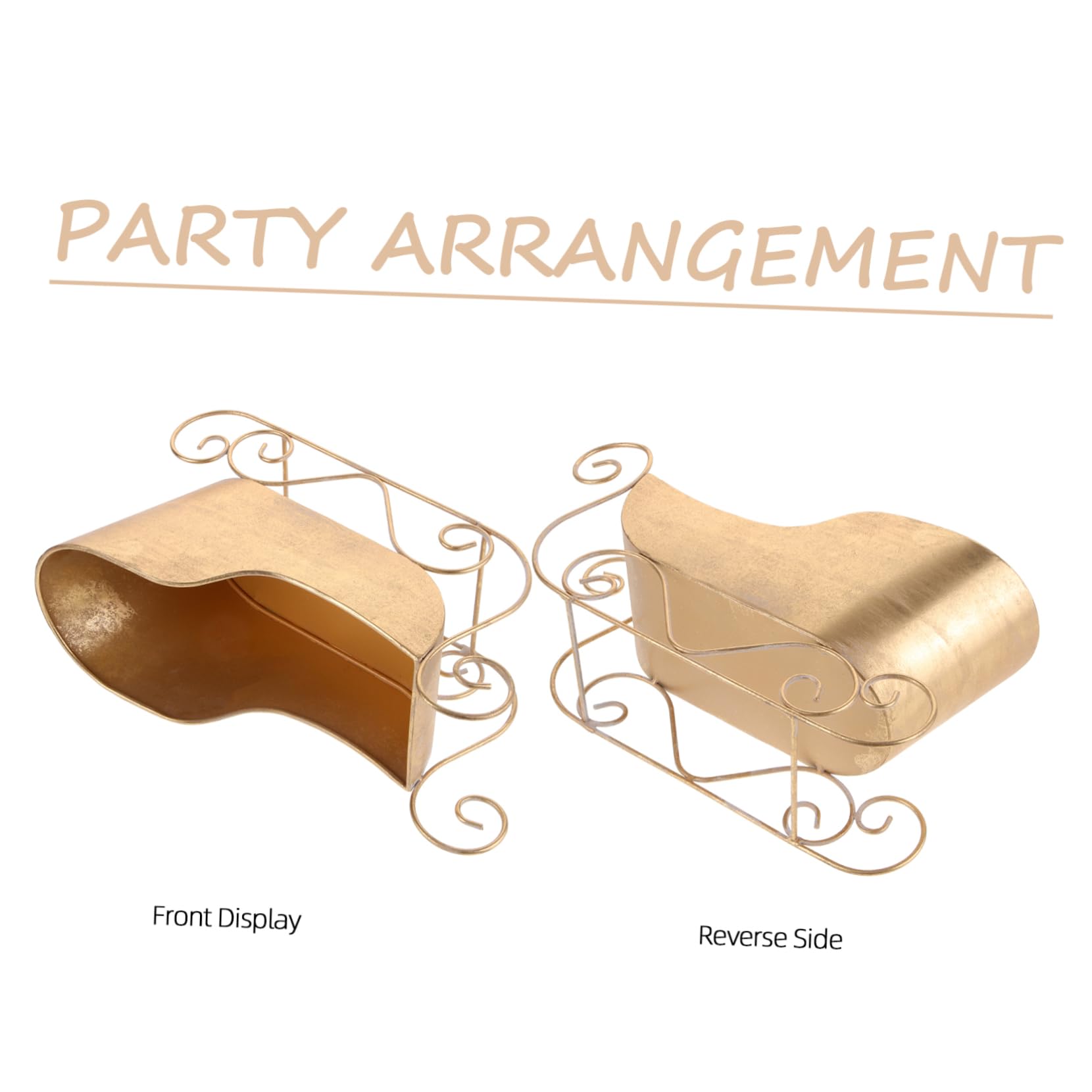 Amosfun Klassische Eiserne Schlitten Ornament Weihnachtsdekoration in Gold für Besondere Anlässe und Festliche Weihnachtsfeiern als Dekorativer Schmuck