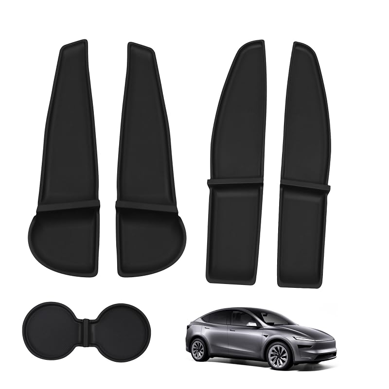 Kit com 5 organizadores de bolso de porta e porta-copos para Tesla Model Y Juniper 2026 MLLNFUE, TPE preto