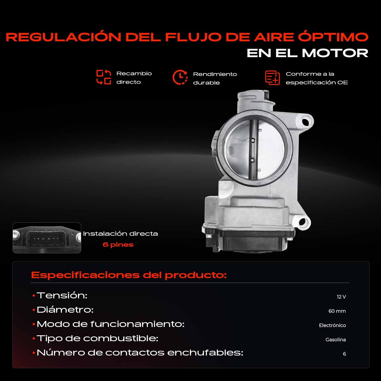 Frankberg Válvula de mariposa Gasolina Compatible con Scénic II JM0/1 1.4L Laguna II Grandtour KG0/1 1.6L Laguna II BG0/1 1.6L Megan.e I BA0/1 1.6L Megan.e I cabrio EA0/1 1.4L 8200083206