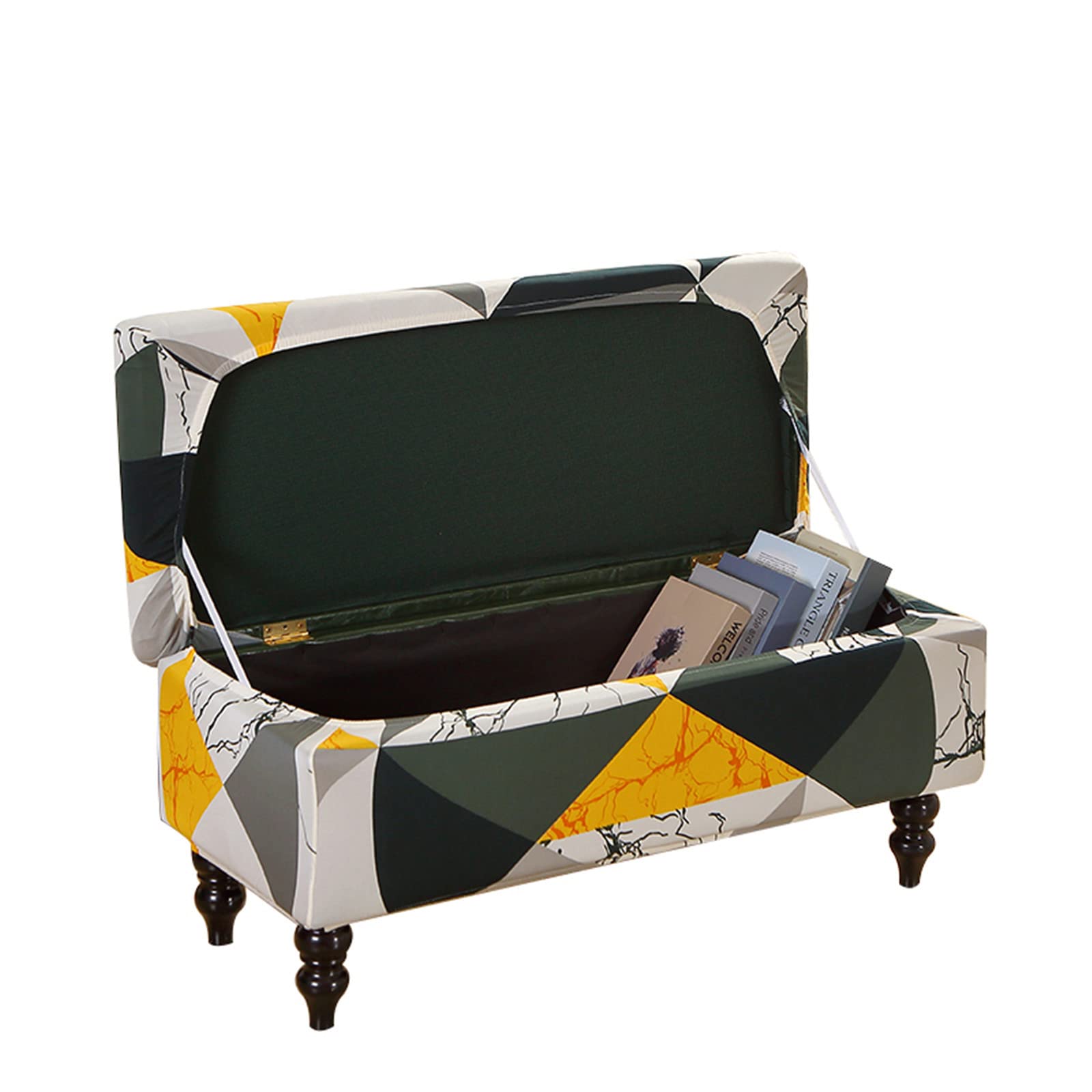 NOPEXTOOttoman Cover, Footstool Cover, Printed Ottoman Slipcovers Rectangular, Bench Cover Removable Non Slip Footrest Covers for Kids Pets (Large,Colourful)