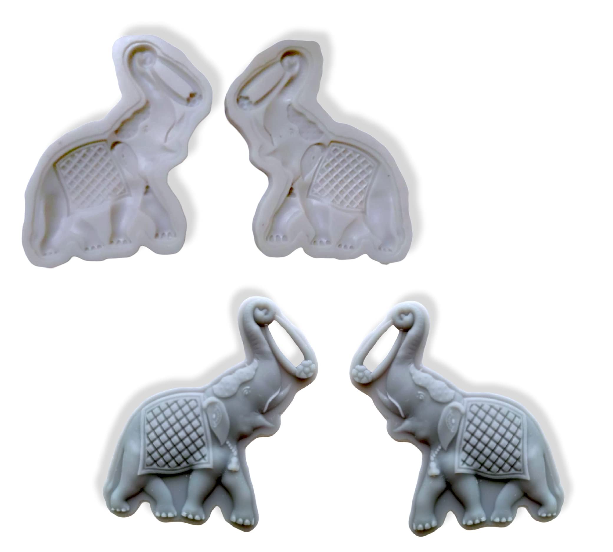ACZ Cute Elephant Pair Silicone Mold for Fondant Cement Resin Chocolate Crafts.Indian Elephant Welcome Charm Home Wall Decor Statue Silicone Mold