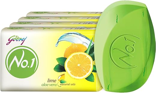 Godrej No.1 Lime & Aloe Vera Soap – Pack of 4 (150g each) – High TFM (Grade 1 Soap) | Soaps For Bath | Long-Lasting Fragrance