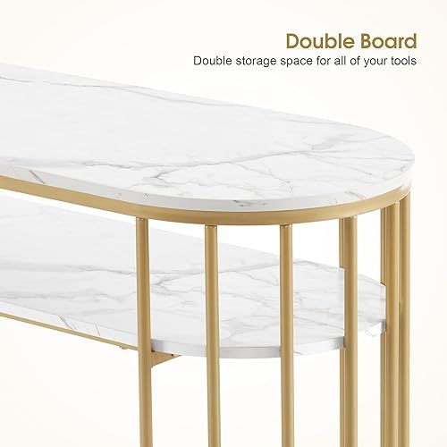 Miniatura 5 de BarberPub Manicura Mesa De Uñas De Mármol Textura Salon Nail Desk Home Spa Belleza Estilista Equipo 2400