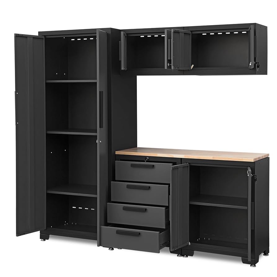 【ベル】CEO Cabinet Storage Set BIG RED Cabinet Set Garage Storage System, Black/Grey