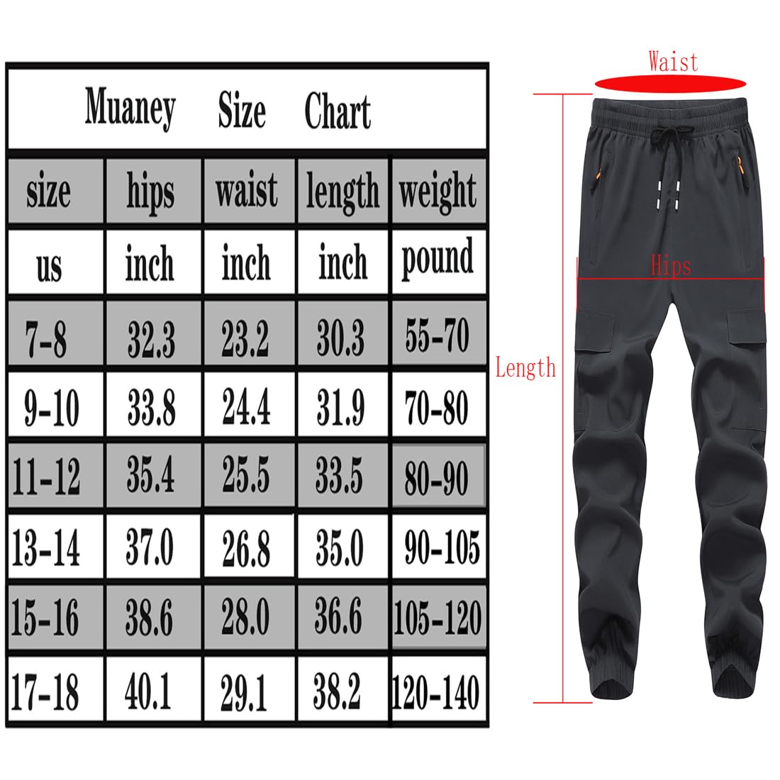 Pantalones cargo para niños y niñas, con bolsillos con cremallera, cintura elástica, pantalones casuales para la escuela