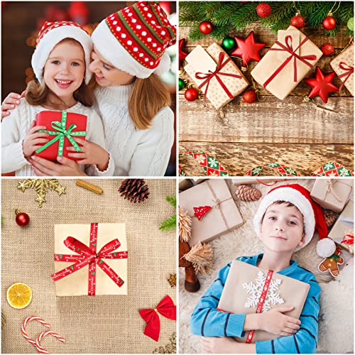 12 Rolls 120 Yards 3/8" Wide 3 Size Christmas Ribbon For Gifts Wrapping, Holiday Print Xmas Grosgrain Organza Satin Ribbon, Metallic Glitter Fabric Ribbons For Hair Bow Clip Accessory Diy Craft Decor #TOP4