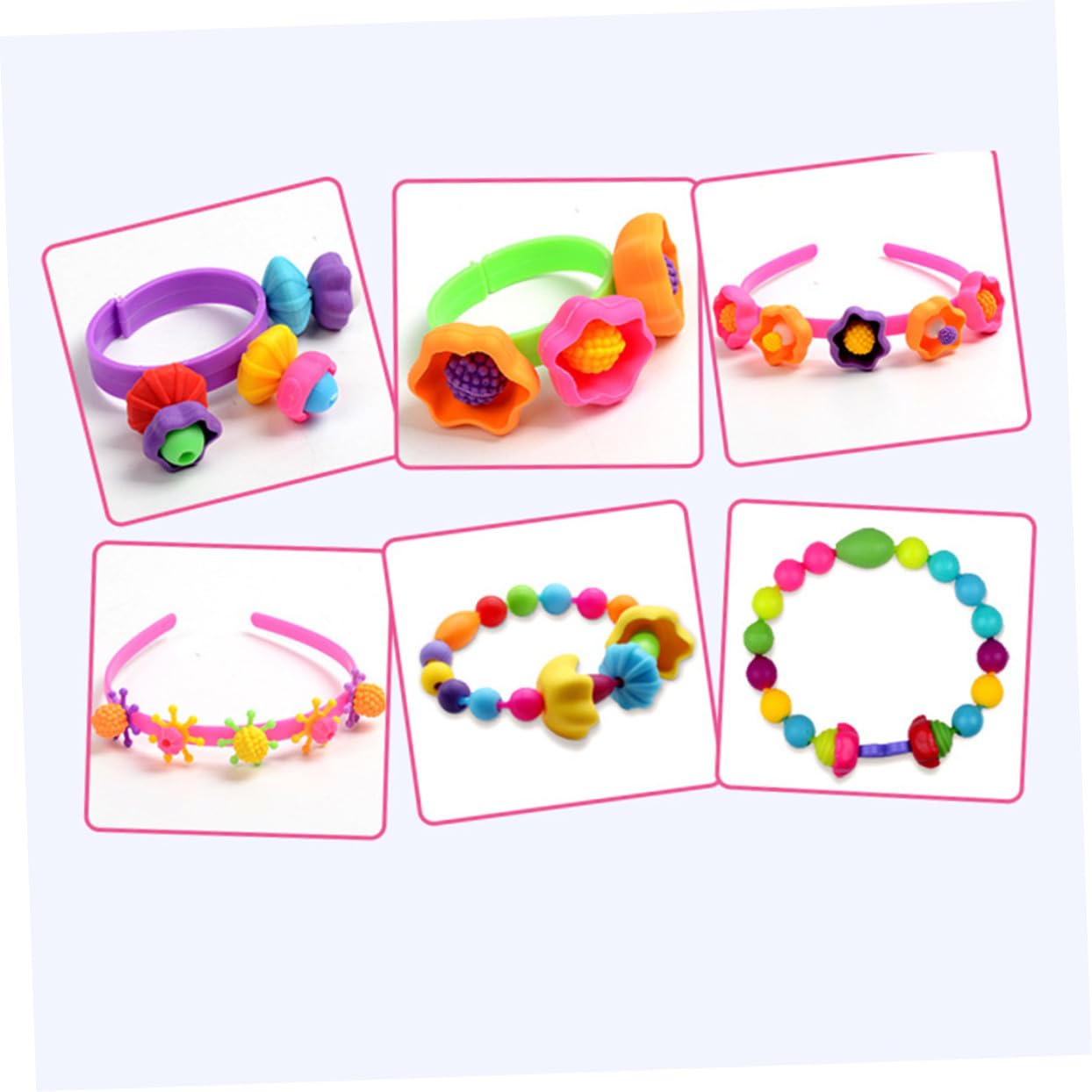 KOMBIUDA 1 boîte Coffret DIY Perles Plastique pour Fabrication Bijoux Garçon Fille Bracelet et Collier Boîte Portable Bleue avec Perles Colorées Activité Manuelle Créative pour Fille et