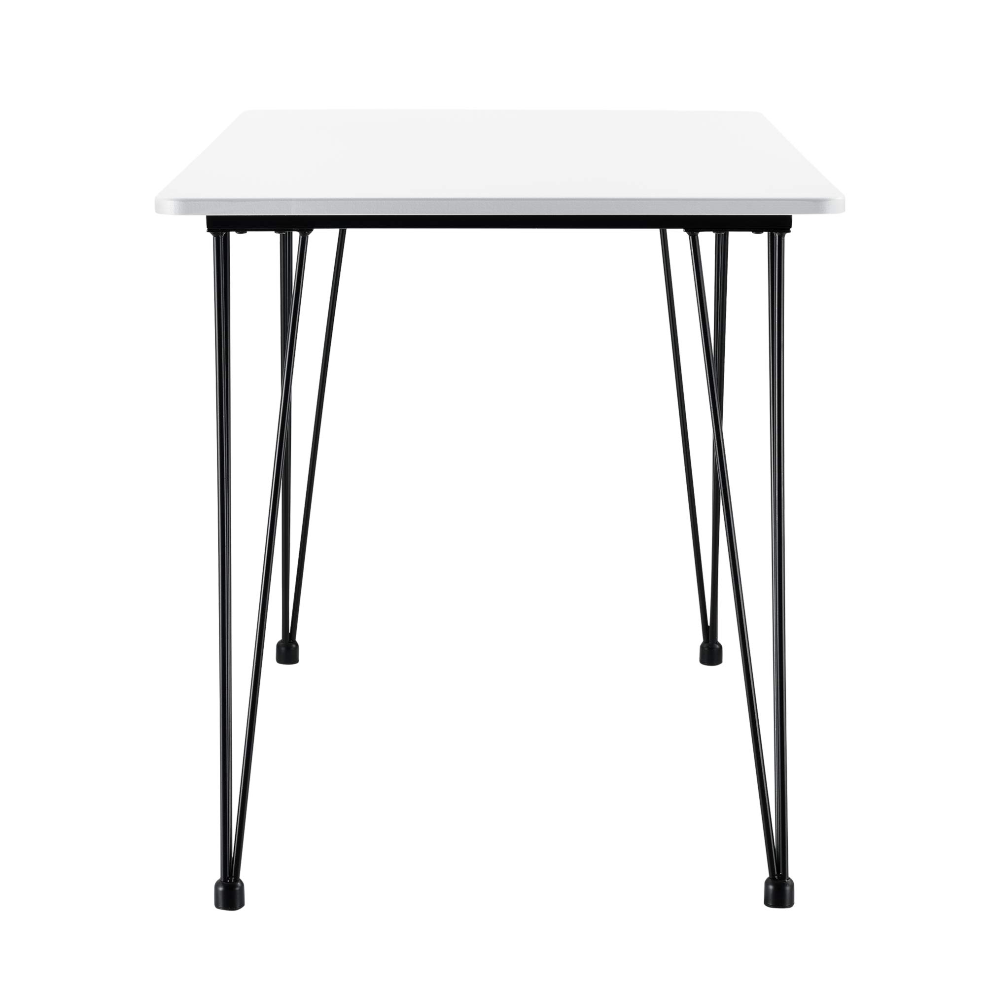 [en.casa] Tavolo da Sala Pranzo con Gambe a Spillo e Piano Rettangolare 120x70 cm Tavolo a 4 Posti Gambe a Forcina in Acciaio per Cucina Bar Ristorante - Bianco