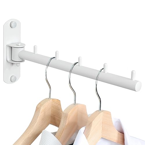 Mooche Swing Clothes Hanger Rack, Garment Racks Folding Clothes Bar Wall Mounted, 180°Rotation Laundry Drying Rack 304 Stainless Steel Space Saving for Laundry Room Bedroom Balcony, 9.45" Long