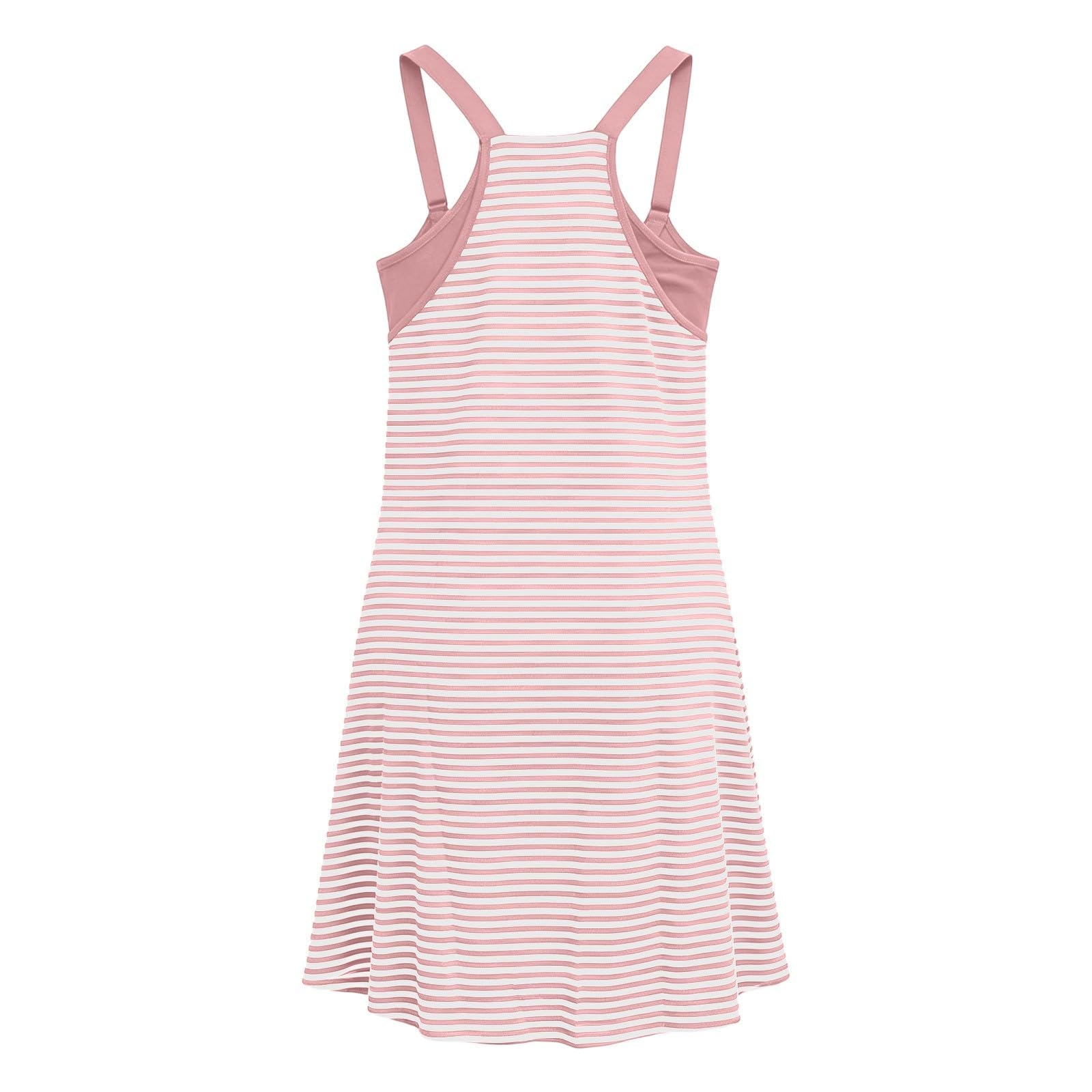 Vestido De Verano A Rayas con En para Mujer Sin Mangas De Imitación Dos Piezas Aspecto Acampanado con Bolsillos Laterales Vestido Trabajo Oficina Cuello La Rodilla Bolsillos Playeros Casual Elegante