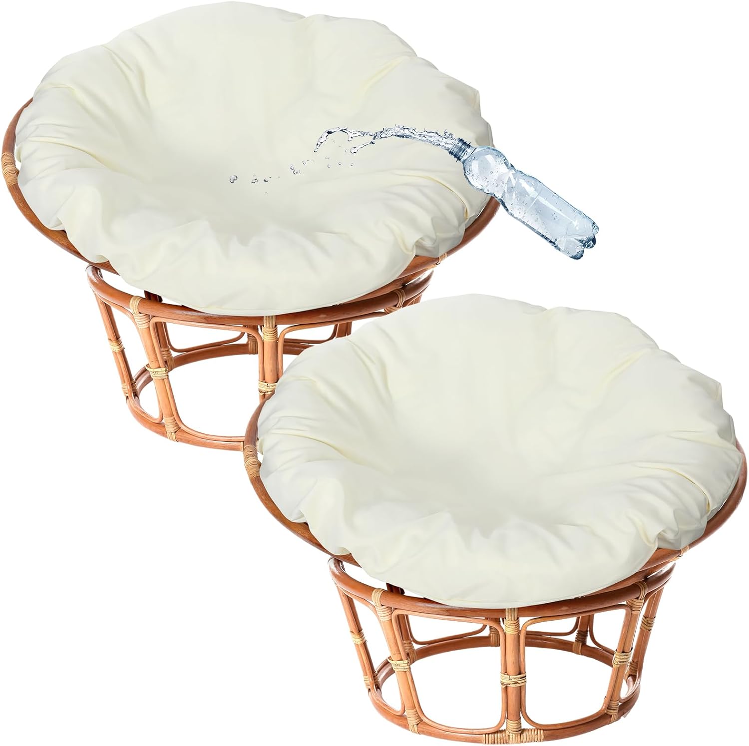 Peryiter 2 Pcs Papasan Round Cushion Cover Only,water