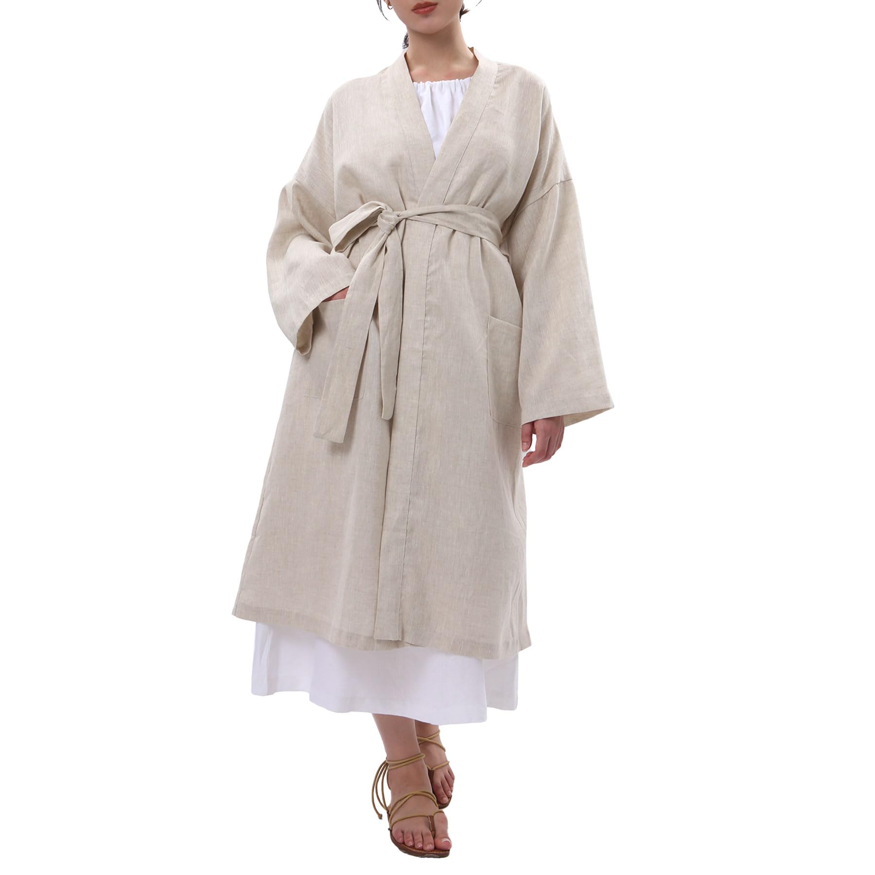 Amazhiyu Pure Linen Kimono Robe