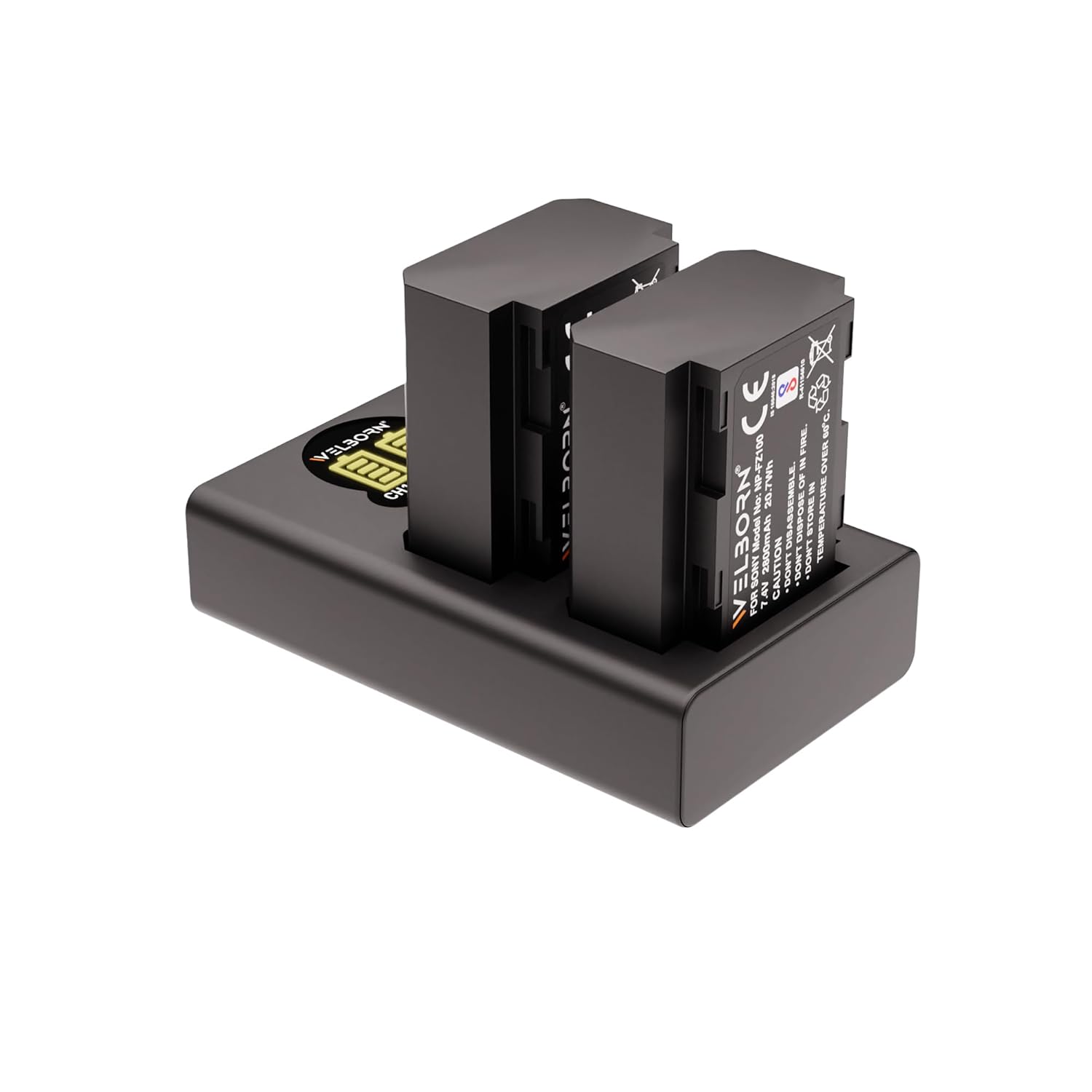 WELBORN NP-FZ100 Dual Battery and Charger Combo Pack for Sony NP-FZ100 Battery – Compatible with Sony Alpha A1 A7 III A7 IV A7C A7C II A7R III A7R IV A7R V A7S III A9 A9 II A9R A9S A6600