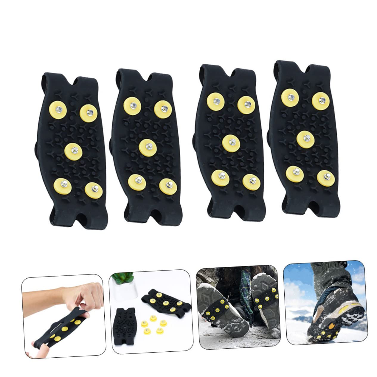 Healeved Rutschfeste Eisgriffe für Schuhe und Stiefel, 2 Paar, Tpe, Schwarz