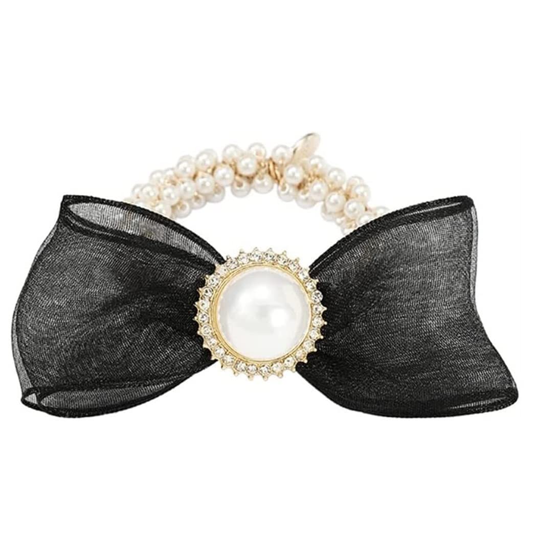 Scrunchies Per Capelli 2pcs Imitazione Perla Testa Corda Femminile Di Cavallo Per Capelli Fiocco Maglia Elastico Per Anello Elastici Per Coda Di Cavallo