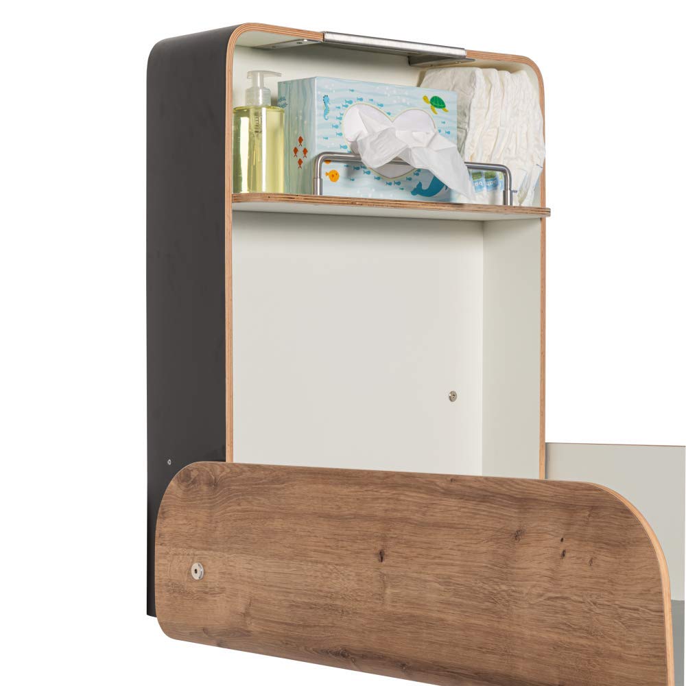 Pamplona Wickeltisch Timkid Kawaform midi klappbar Wandwickeltisch Formholz weiß inkl. Wickelauflage