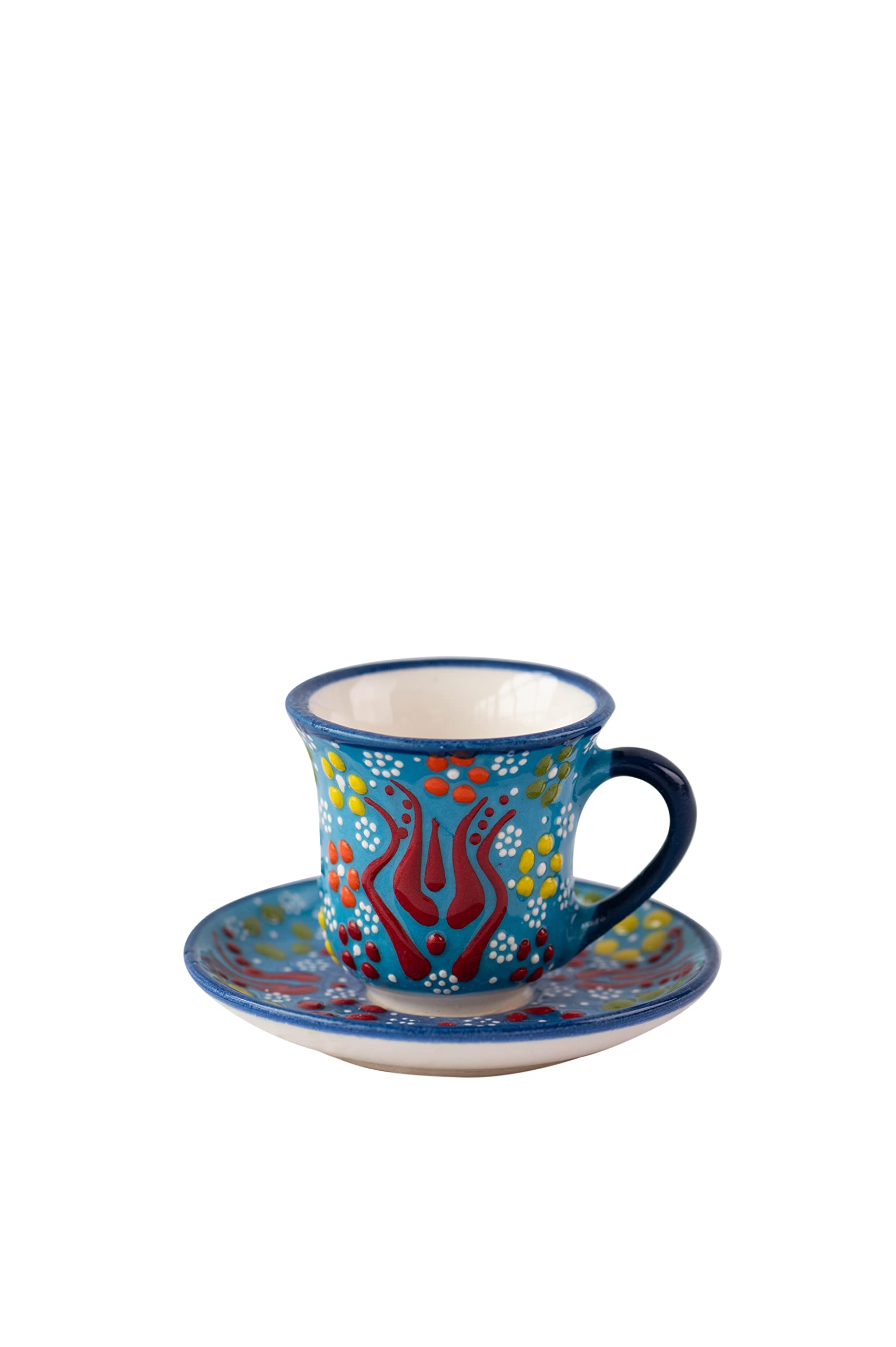 Tasse et soucoupe bleu clair en céramique pour le café