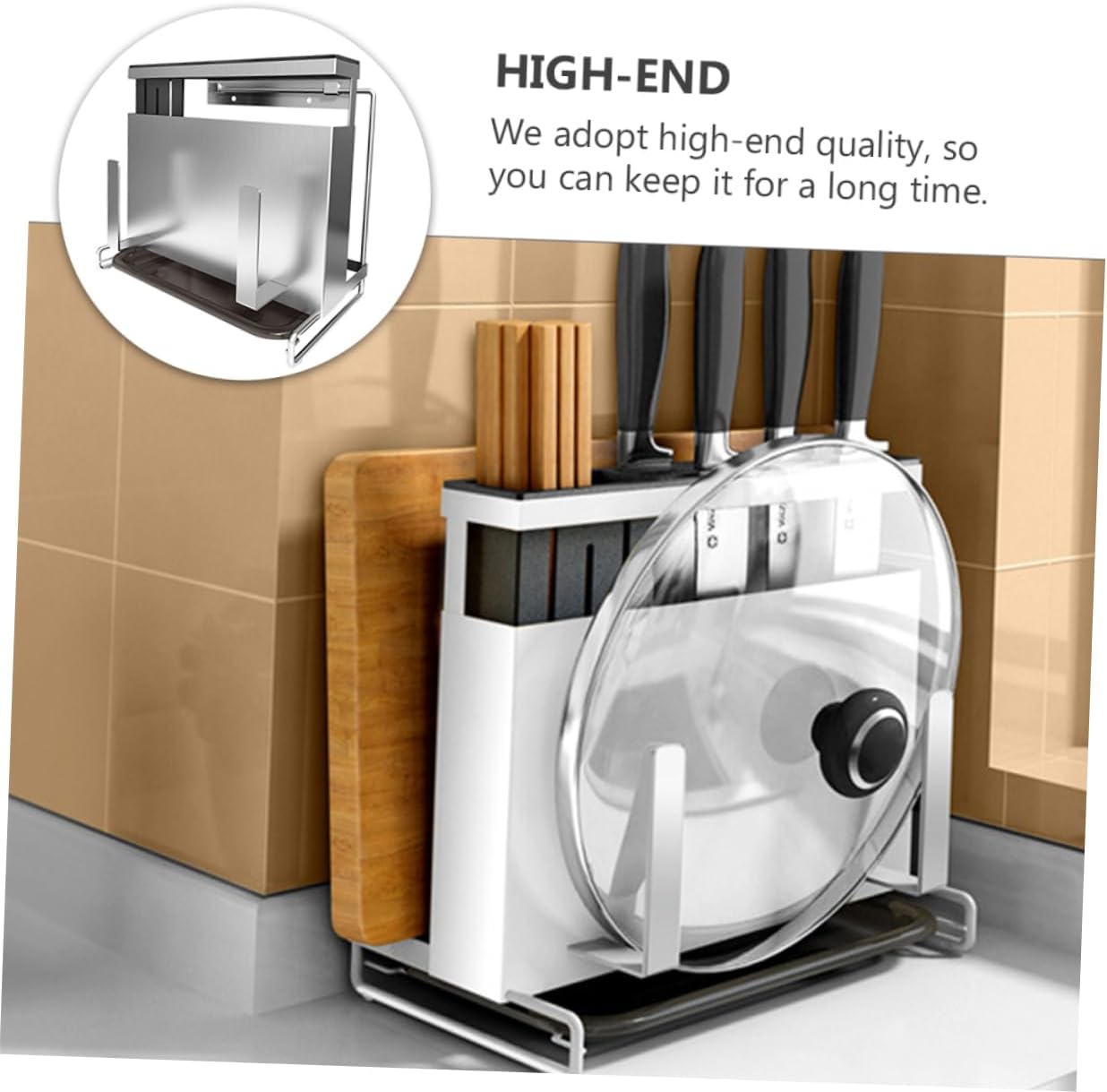 BESTOYARD Stainless Steel Knife Holder Chopstick Cage Kitchen Organizer Silverware Holder