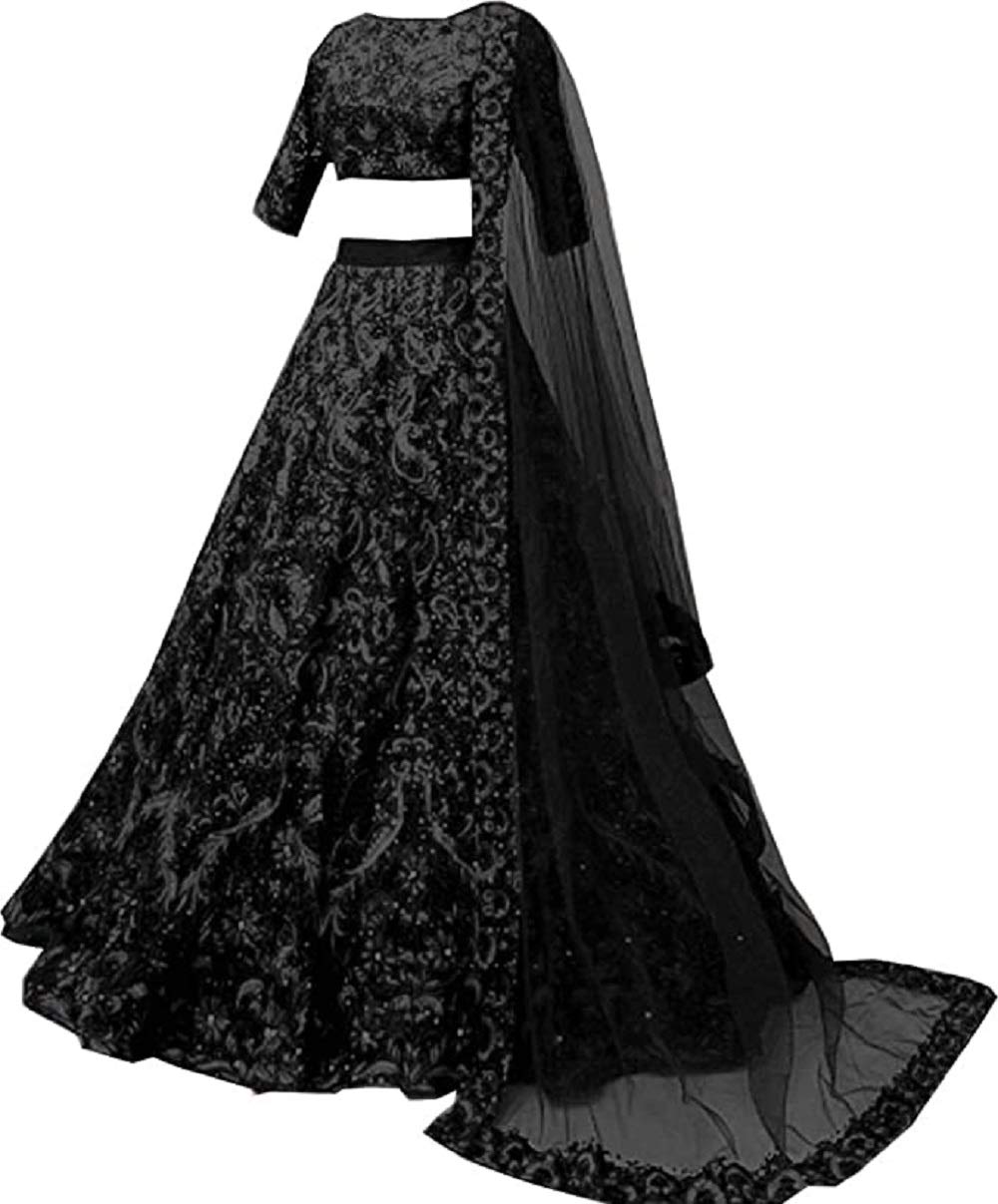 SKY VIEW FASHIONIndian Wedding Women's Taffeta Silk Embroidered Lehenga With Unstitched Choli Dress Material